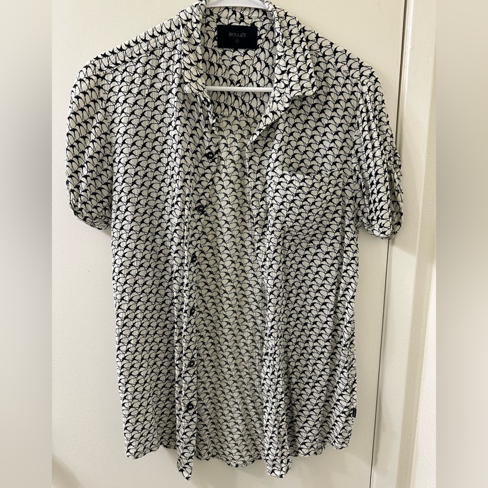 ROLLA'S Black and White Casual Button Down Shirt